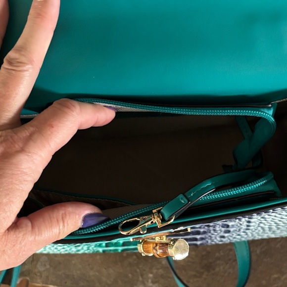 Croc-Embossed Bamboo Handle Satchel + Matching Wallet – New Without Tags - Picture 3 of 4